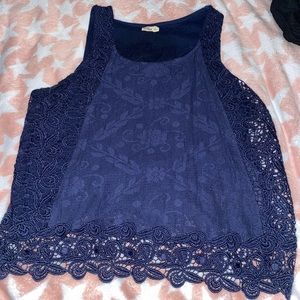 Hollister Navy blue lace crop top